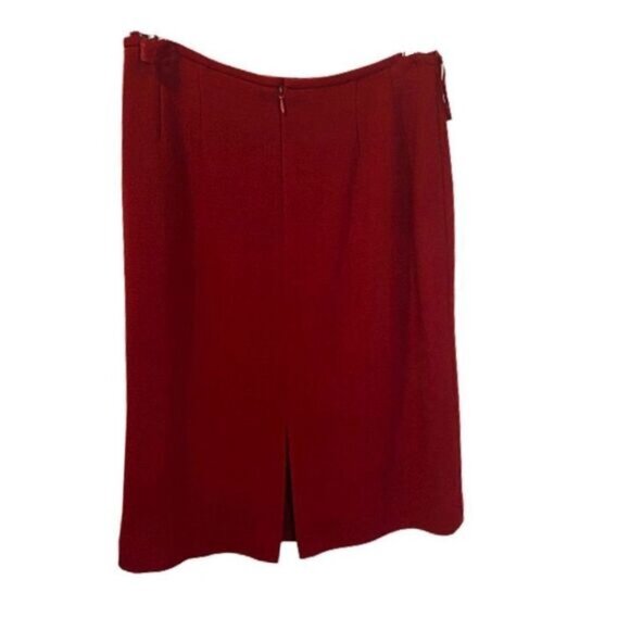 Ann Taylor Loft Red Wool Blend Pencil Skirt 4P Back Slit Side Zip - Picture 2 of 5